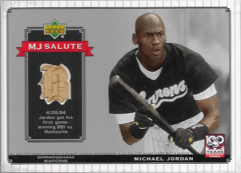 2001 Upper Deck Minors Centennial Michael Jordan MJ Game Bat #MJ-B5 card image