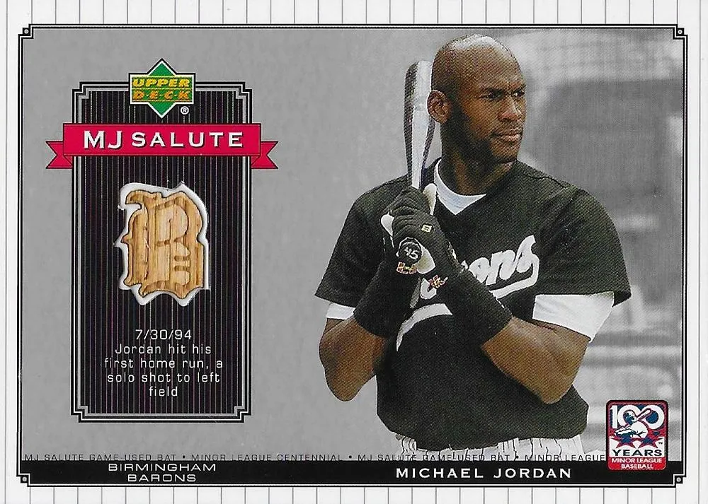 2001 Upper Deck Minors Centennial Michael Jordan MJ Game Bat #MJ-B6 card image