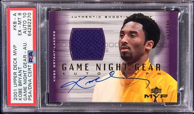 2001 Upper Deck MVP Kobe Bryant Game Night Gear Autograph #KB-A card image