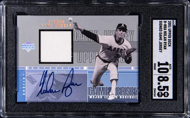 2001 Upper Deck Nolan Ryan Signed Game Jersey #H-NRa card image