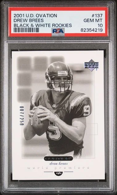 2001 Upper Deck Ovation Drew Brees Black & White Rookies #137 card image