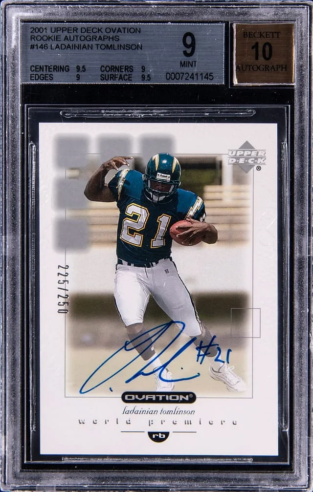 2001 Upper Deck Ovation LaDainian Tomlinson Autograph #146 card image