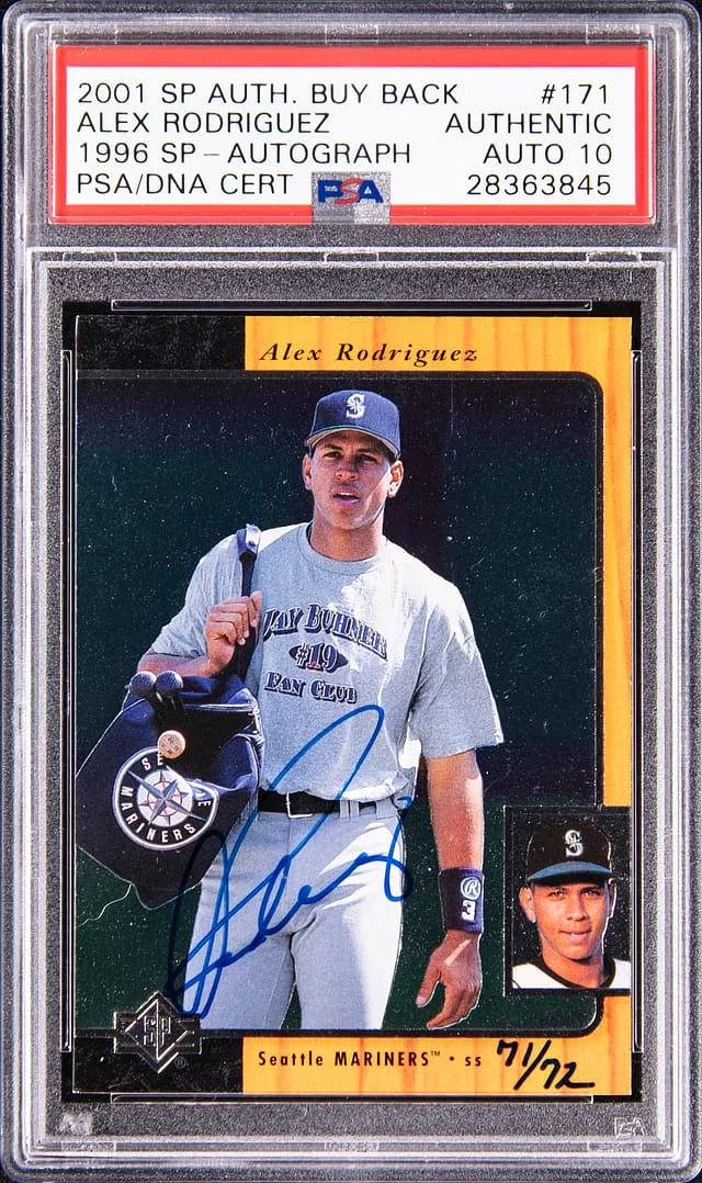 2001 Upper Deck SP Authentic Alex Rodriguez Buy Back 1996 SP Autograph #171 card image