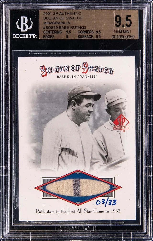 2001 Upper Deck SP Authentic Babe Ruth Game-Used Sultan of Swatch Memorabilia #SOS19 card image