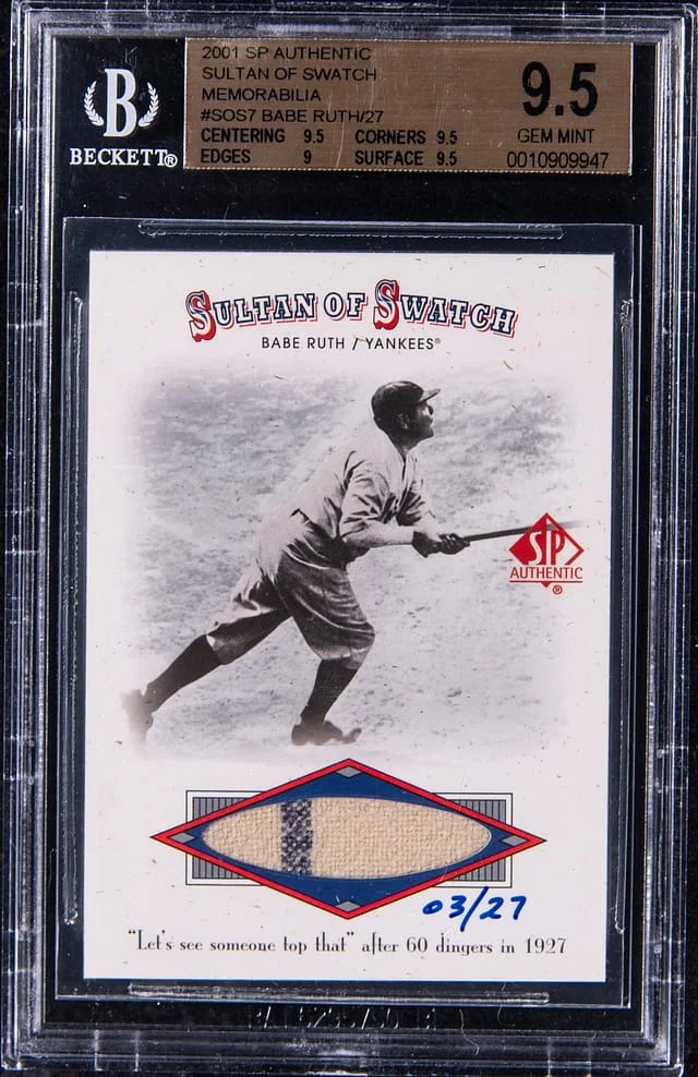 2001 Upper Deck SP Authentic Babe Ruth Game-Used Sultan of Swatch Memorabilia #SOS7 card image