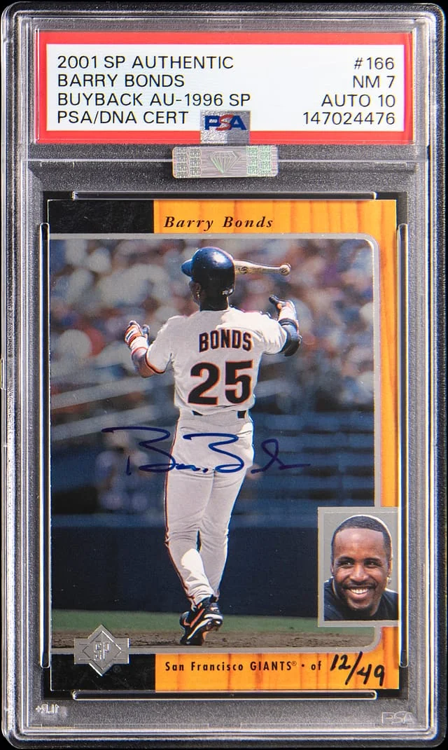 2001 Upper Deck SP Authentic Barry Bonds Buyback Autographs 1996 SP #166 card image