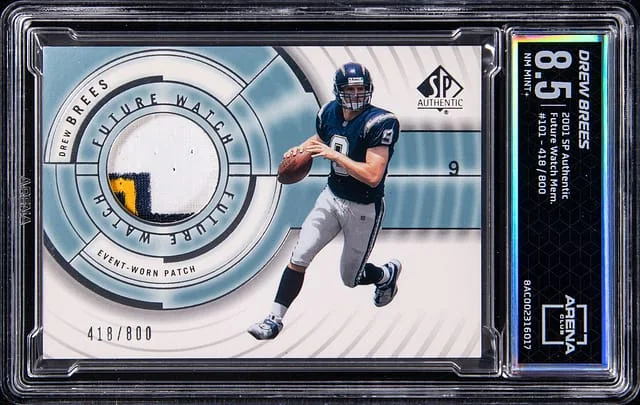 2001 Upper Deck SP Authentic Drew Brees Patch - ACG NM-MINT+ 8.5 Future Watch #101 card image