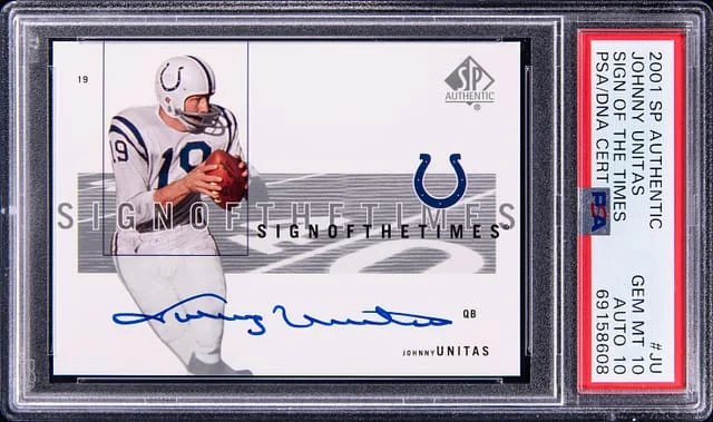 2001 Upper Deck SP Authentic Johnny Unitas Sign of the Times #JU card image