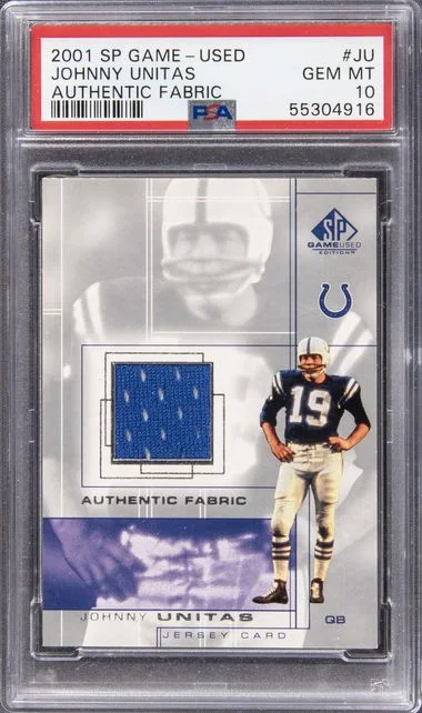 2001 Upper Deck SP Johnny Unitas Game-Used Game-Used Authentic Fabric #JU card image