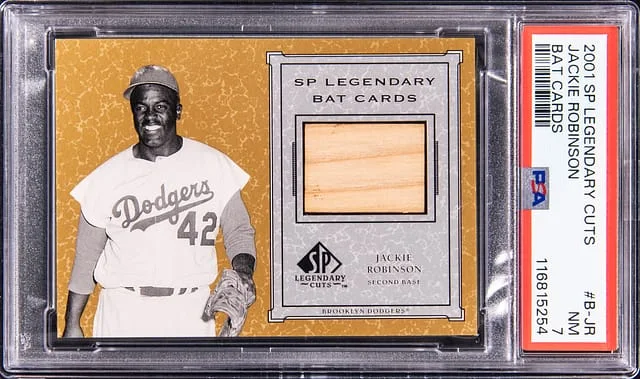 2001 Upper Deck SP Legendary Cuts Jackie Robinson Bat Cards #B-JR card image