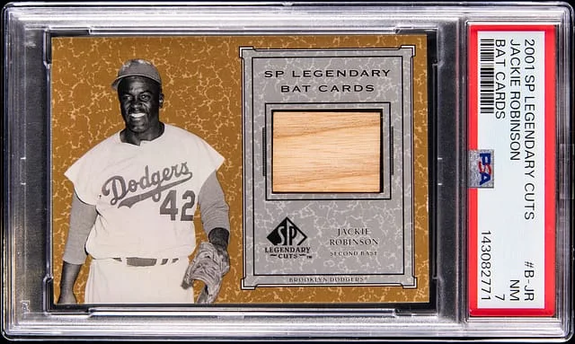 2001 Upper Deck SP Legendary Cuts Jackie Robinson Game-Used Bat Cards #B-JR card image