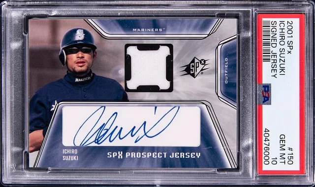 2001 Upper Deck SPx Ichiro Suzuki Signed Jersey #150 card image