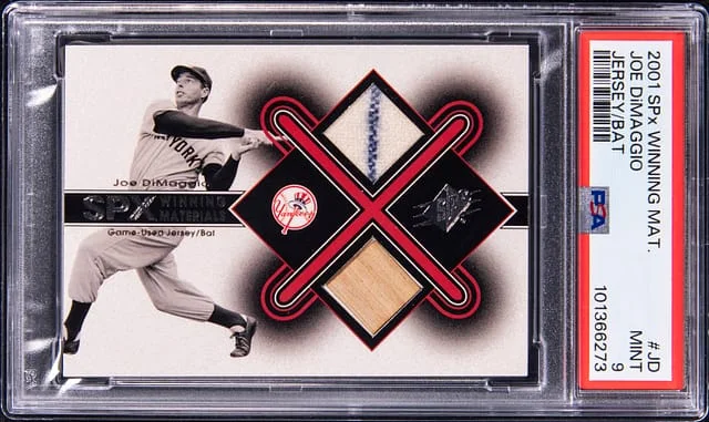 2001 Upper Deck SPx Joe DiMaggio Winning Materials Jersey/Bat #JD card image