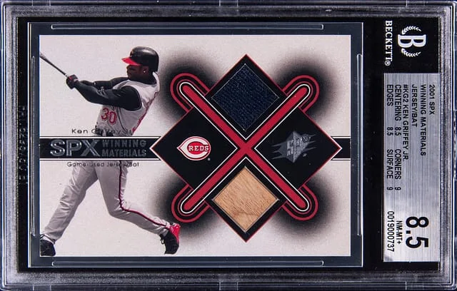 2001 Upper Deck SPx Ken Griffey Jr. Game-Used Winning Materials Jersey/Bat #KG2 card image