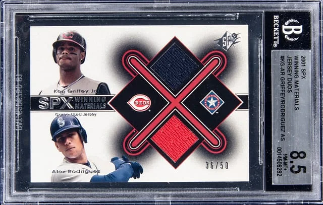 2001 Upper Deck SPx Ken Griffey Jr./Alex Rodriguez Winning Materials Update Duos #KGAR card image