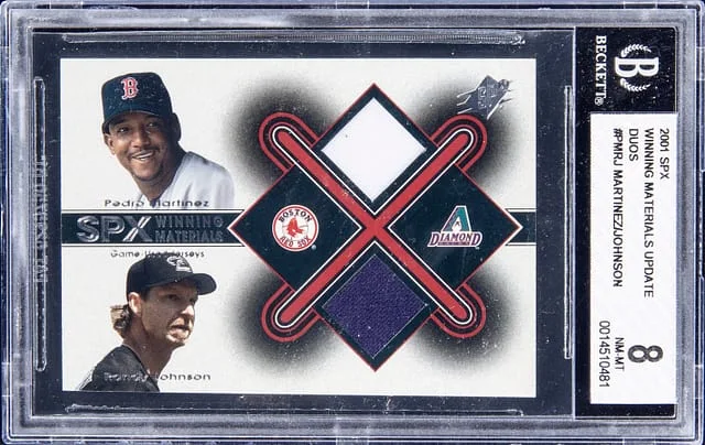 2001 Upper Deck SPx Pedro Martinez/Randy Johnson Winning Materials Update Duos #PMRJ card image