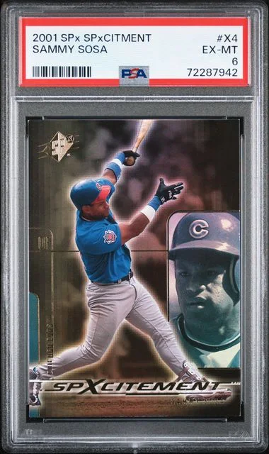 2001 Upper Deck SPx Sammy Sosa SPxcitment #X4 card image