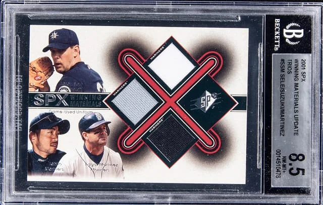 2001 Upper Deck SPx Sele/Suzuki/Martinez Winning Materials Update Trios #SSM card image