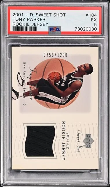 2001 Upper Deck Sweet Shot Tony Parker Jersey #104 card image