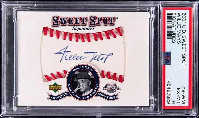 2001 Upper Deck Sweet Spot Signatures Willie Mays #S-WM card image