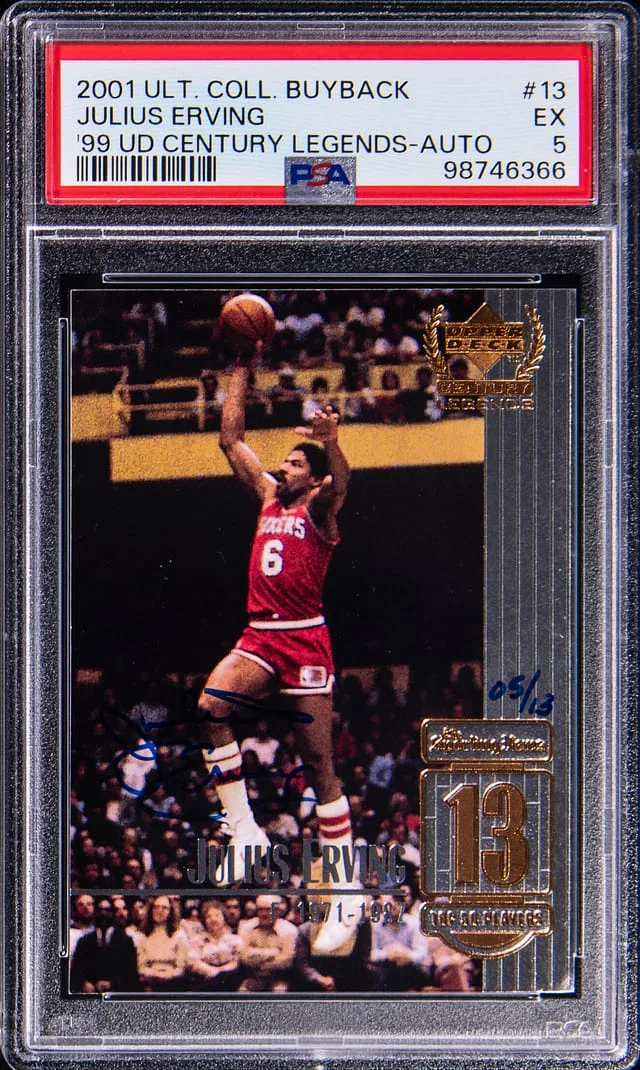 2001 Upper Deck Ultimate Collection Julius Erving Buyback 1999 Century Legends Autograph #13 card image