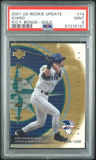 2001 Upper Deck Update Ichiro R.O.Y. Bonus Gold #14 card image