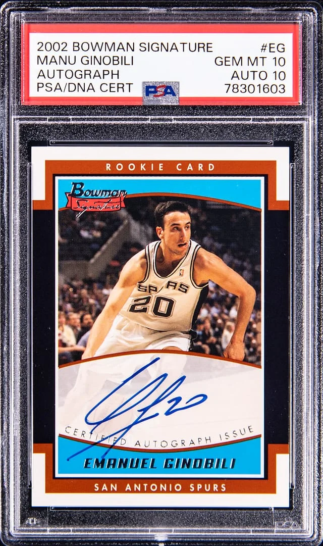 2002-03 Bowman Manu Ginobili Signature Autograph #EG card image