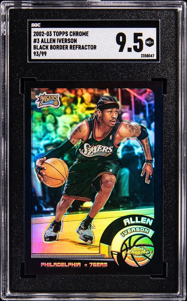 2002-03 Topps Chrome Black Allen Iverson Border Refractor #3 card image