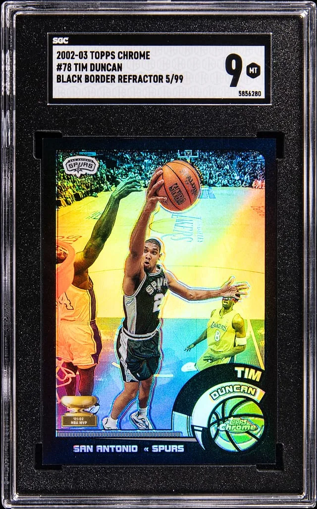 2002-03 Topps Chrome Black Tim Duncan Border Refractor #78 card image