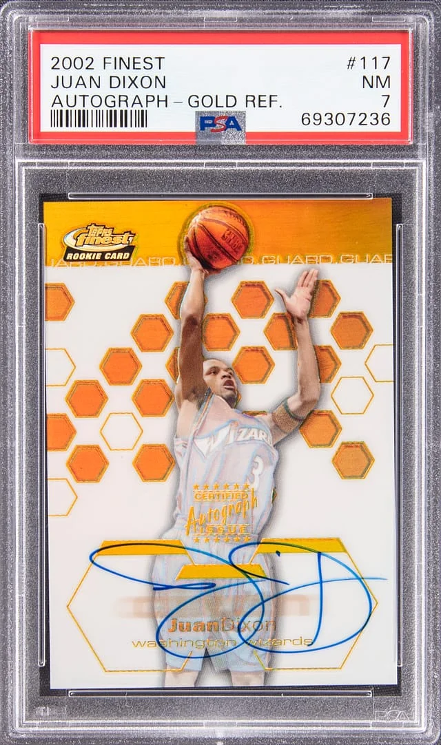 2002-03 Topps Finest Juan Dixon Autograph Gold Refractor #117 card image