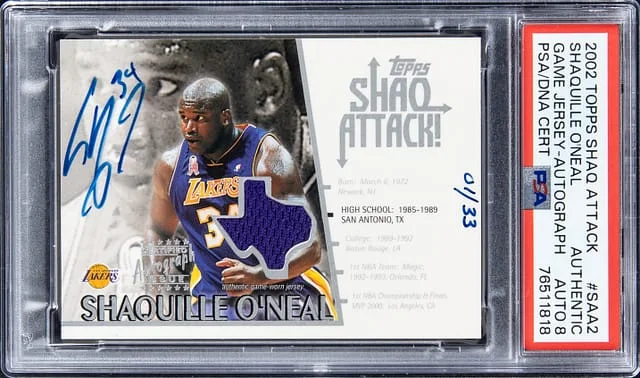 2002-03 Topps Shaquille O'Neal Shaq Attack Game Jersey Autograph #SAA2 card image