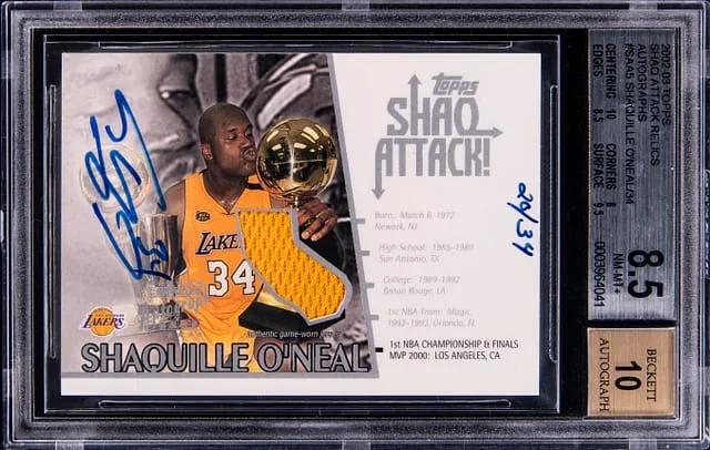 2002-03 Topps Shaquille O'Neal Shaq Attack Relics Autograph #SAA5 card image
