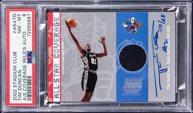 2002-03 Topps Stadium Club Tim Duncan All-Star Coverage Relics Autograph #ASA-TD card image