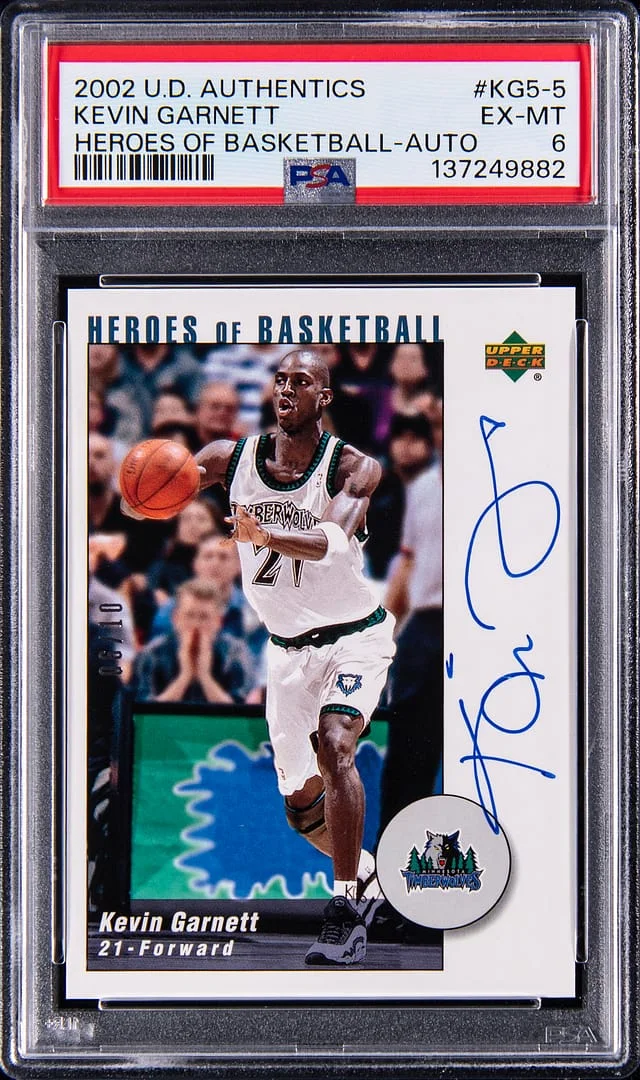 2002-03 Upper Deck Kevin Garnett Authentics Heroes Of Basketball Autograph #KG5-A card image