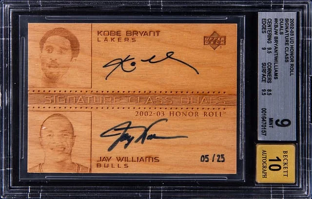 2002-03 Upper Deck Kobe Bryant/Jay Williams Honor Roll Signature Class Duals #KB/JW-S card image