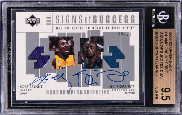 2002-03 Upper Deck Kobe Bryant/Kevin Garnett Championship Drive Signs of Success Dual #KB/KG card image