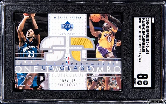 2002-03 Upper Deck Michael Jordan/Kobe Bryant Glass One-Two Combo Jerseys #MJ/KB-C card image