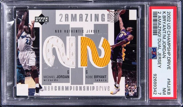 2002-03 Upper Deck Michael Jordan/Kobe Bryant Honor Roll All-NBA Authentics Dual Jersey #MJ/KB-J card image