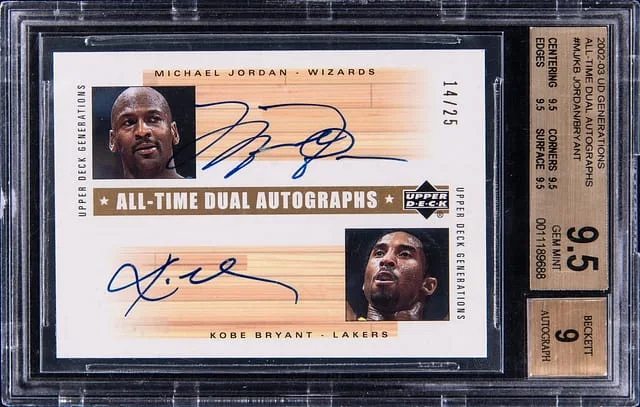 2002-03 Upper Deck Michael Jordan/Kobe Bryant Generations All-Time Dual Autographs #MJ/KB card image