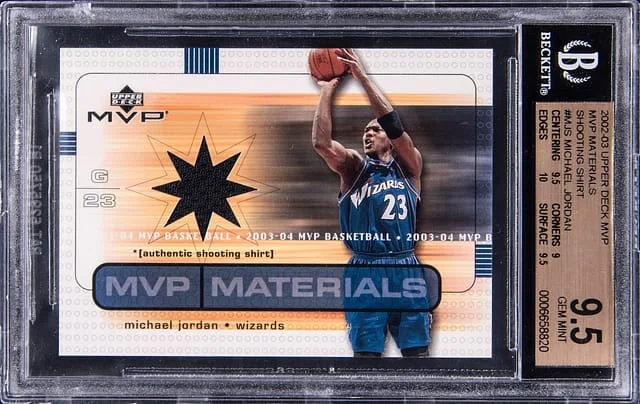 2002-03 Upper Deck MVP Michael Jordan Materials Shooting Shirt #MJS card image
