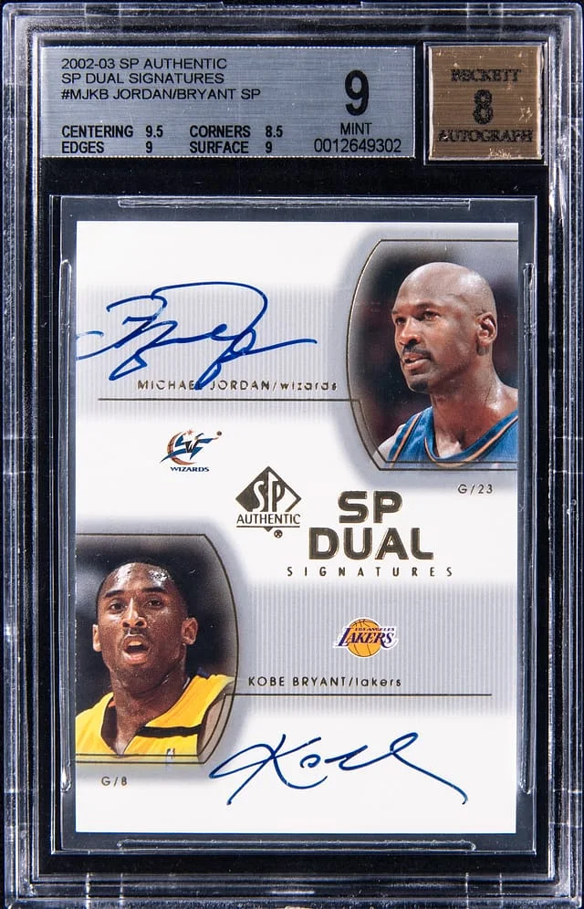 2002-03 Upper Deck SP Authentic Michael Jordan/Kobe Bryant SP Dual Signatures SP #MJ/KB card image