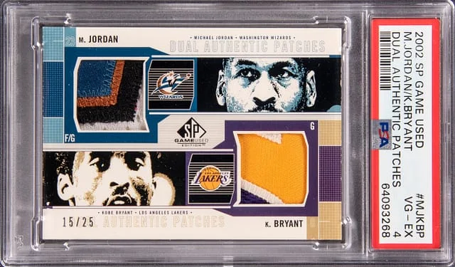 2002-03 Upper Deck SP Game Used Kobe Bryant & Michael Jordan Dual Patches #MJ/KB-P card image