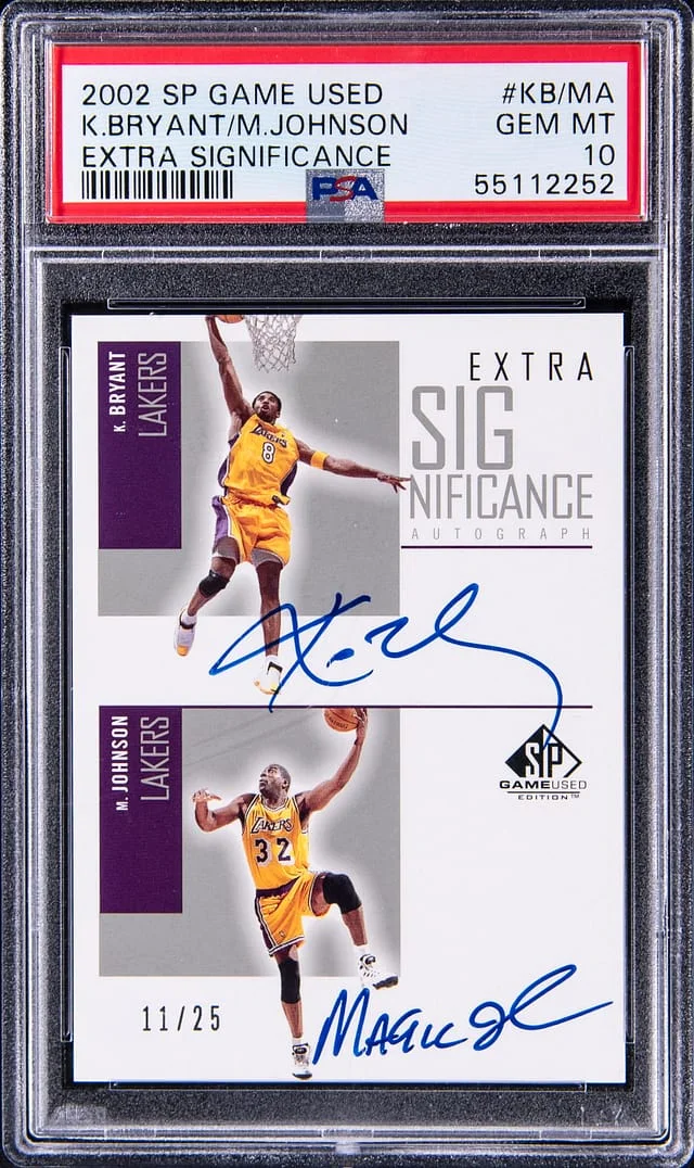 2002-03 Upper Deck SP Game Used Kobe Bryant/Magic Johnson Extra Significance #KB/MA card image