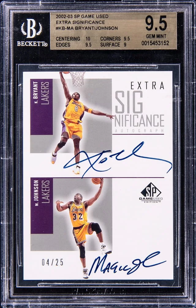 2002-03 Upper Deck SP Game Used Magic Johnson/Kobe Bryant Extra SIGnificance #KB-MA card image