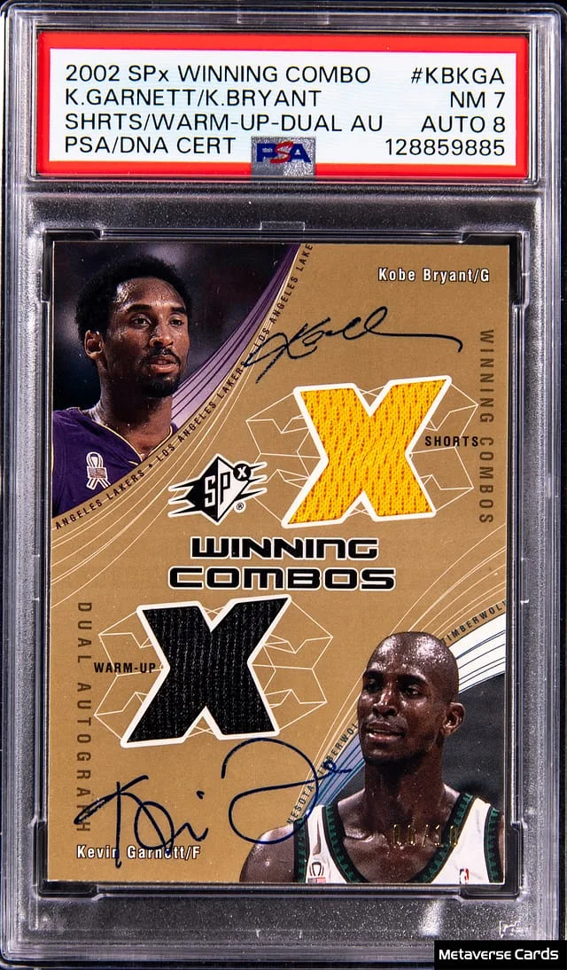 2002-03 Upper Deck SPx Kobe Bryant/Kevin Garnett Winning Combos Dual Autograph #KB/KG-A card image