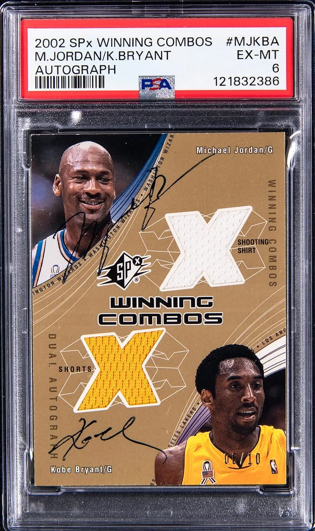 2002-03 Upper Deck SPx Michael Jordan/Kobe Bryant Winning Combos Autograph #MJ/KB-A card image