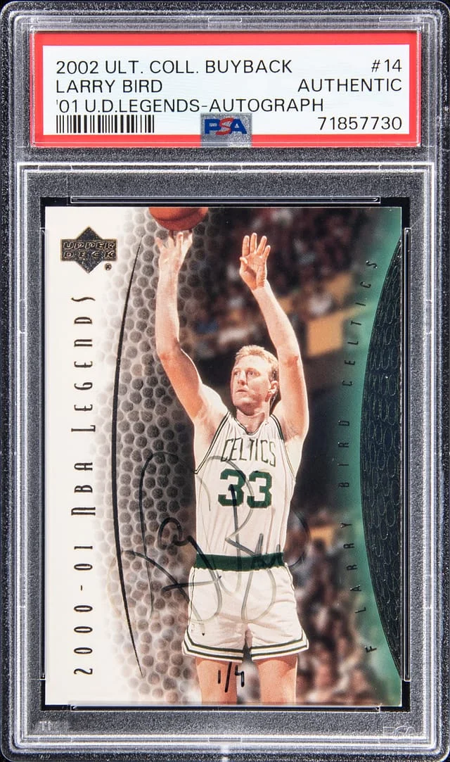 2002-03 Upper Deck Ultimate Collection Larry Bird Buyback 2001 Upper Deck Legends Autograph #14 card image