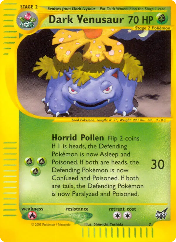 2002 Best of Game Dark Venusaur Promo #7/9 Promo card image
