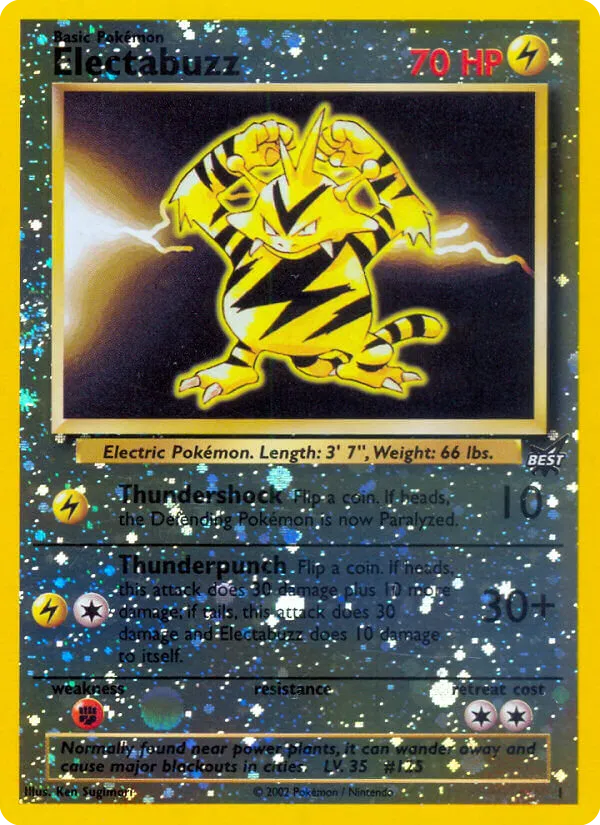2002 Best of Game Electabuzz Promo #1/9 Promo card image