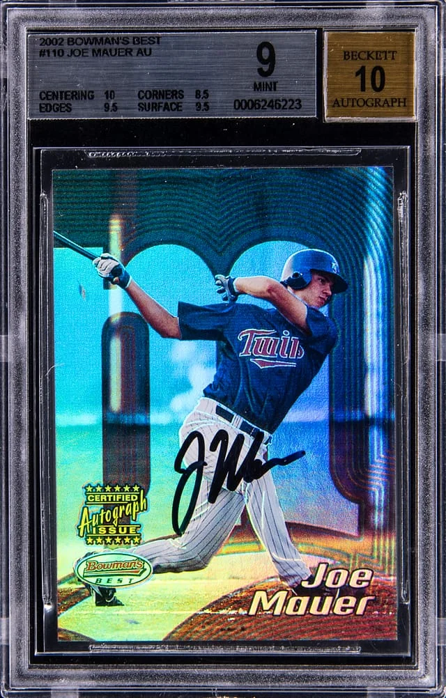 2002 Bowman Best Joe Mauer Autograph #110 card image